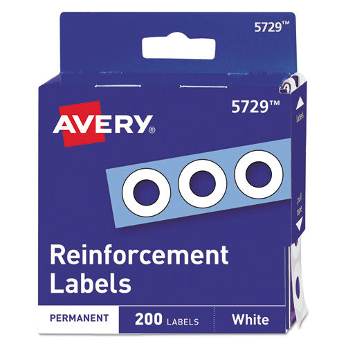 Avery - Hole Reinforcements, 1/4-inch Diameter, White, 200/Pack, Sold as 1 PK