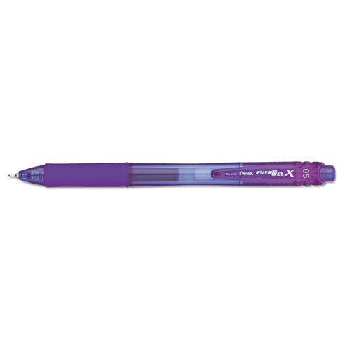 EnerGel-X Retractable Roller Gel Pen, .5mm, Violet Barrel/Ink, Dozen, Sold as 1 Dozen