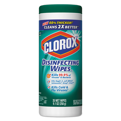 Disinfecting Wipes, 7 x 8, Fresh Scent, 35/Canister, 12/Carton, Sold as 1 Carton, 12 Each per Carton 