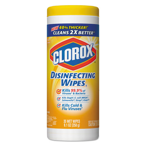 Disinfecting Wipes, 7 x 8, Citrus Blend, 35/Canister, 12/Carton, Sold as 1 Carton, 12 Each per Carton 