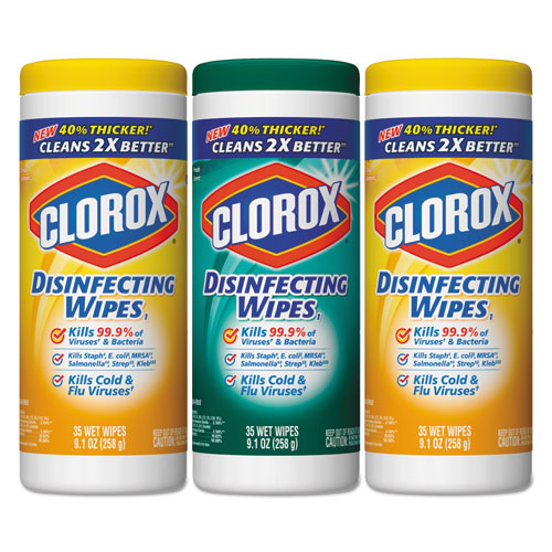 Disinfecting Wipes, 7 x 8, Fresh Scent/Citrus Blend, 35/Canister, 3/Pack, Sold as 1 Package