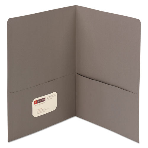 Smead - Two-Pocket Portfolio, Embossed Leather Grain Heavy Paper, Gray, 25/Box, Sold as 1 BX