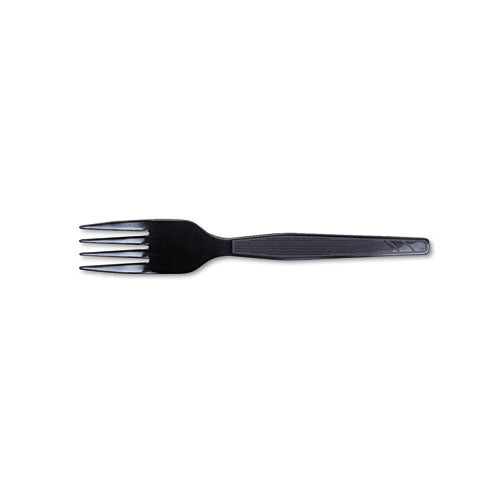 Dixie - Plastic Tableware, Heavy Mediumweight Forks, Black, 100/Box, Sold as 1 BX