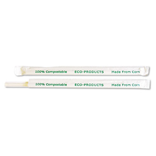 Eco-Products - Compostable Straws, 7 3/4-inch, Corn Plastic, Clear, 9600/Carton, Sold as 1 CT