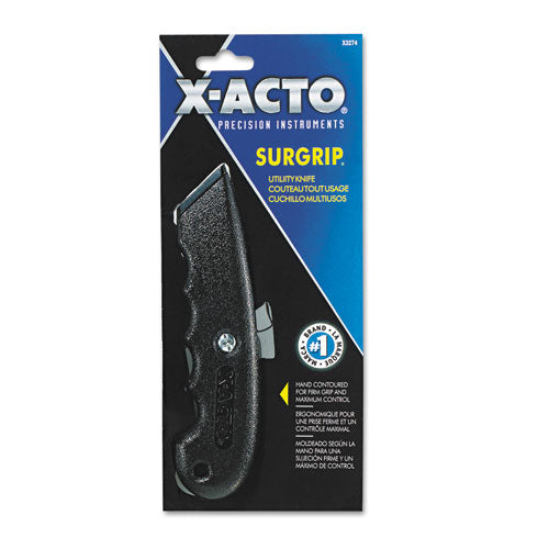 X-ACTO - SurGrip Utility Knife w/Contoured Metal Handle & Retractable Blade, Black, Sold as 1 EA