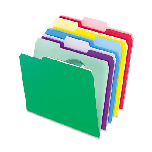 File Folders with InfoPocket, 1/3 Cut Top Tab, Letter, Assorted, 30/Pack, Sold as 1 Package