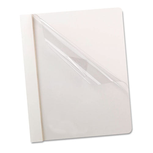 Premium Paper Clear Front Cover, 3 Fasteners, Letter, White, 25/Box, Sold as 1 Box, 25 Each per Box 