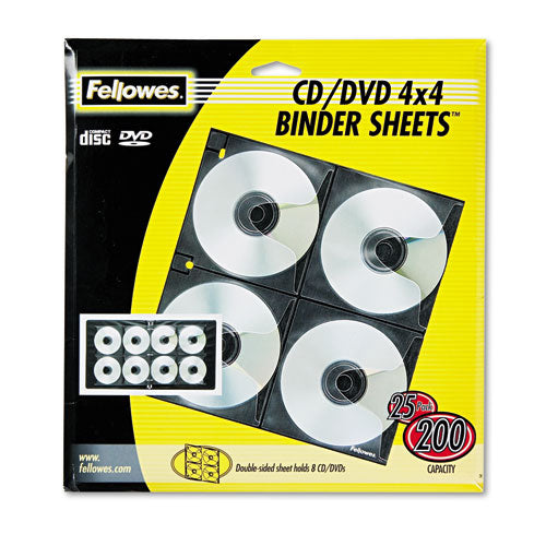 Fellowes - Two-Sided CD/DVD Refill Sheets for Three-Ring Binder, 25/Pack, Sold as 1 PK