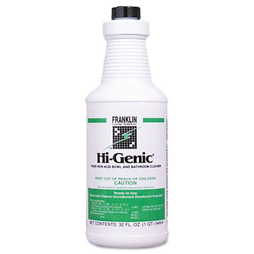 Hi-Genic Non-Acid Bowl & Bathroom Cleaner, 32oz Bottle, 12/Carton, Sold as 1 Carton, 12 Each per Carton 