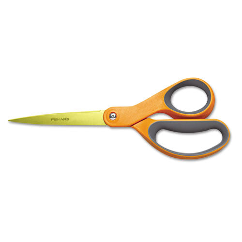 Classic Stainless Steel Scissors, 8 in. Length, Straight, Orange, Sold as 1 Each