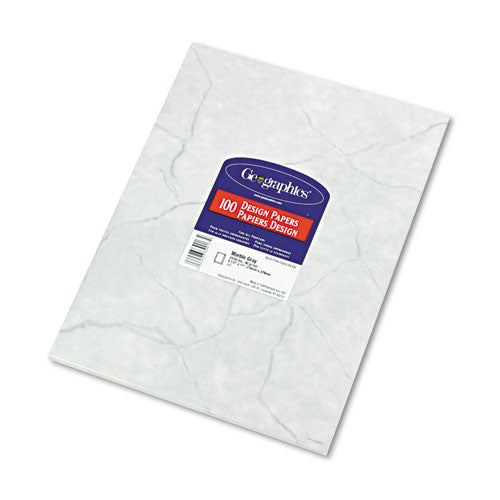 Geographics - Design Paper, 24 lbs., Marble, 8-1/2 x 11, Gray, 100/Pack, Sold as 1 PK