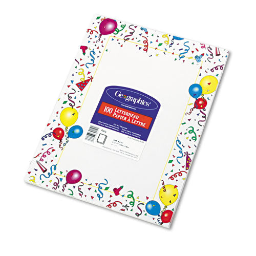 Geographics - Design Paper, 24 lbs., Party, 8-1/2 x 11, White, 100/Pack, Sold as 1 PK