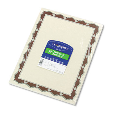 Geographics - Parchment Paper Certificates, 8-1/2 x 11, Red Crown Border, 50/Pack, Sold as 1 PK