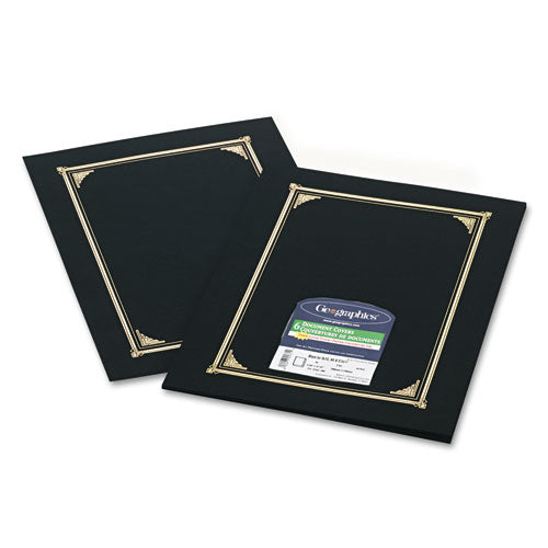 Geographics - Certificate/Document Cover, 12-1/2 x 9-3/4, Black, 6/Pack, Sold as 1 PK