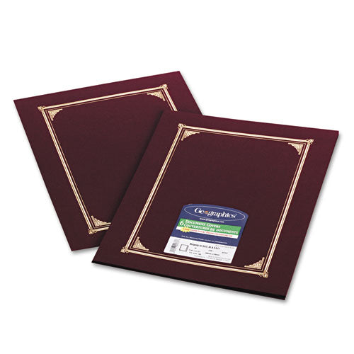 Geographics - Certificate/Document Cover, 12-1/2 x 9-3/4, Burgundy, 6/Pack, Sold as 1 PK