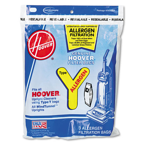 Disposable Allergen Filtration Bags For Commercial WindTunnel Vacuum, 3/Pack, Sold as 1 Package