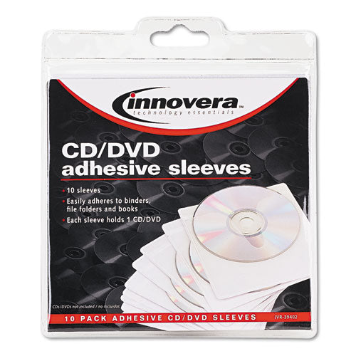 Innovera - Self-Adhesive CD/DVD Sleeves, 10/Pack, Sold as 1 PK