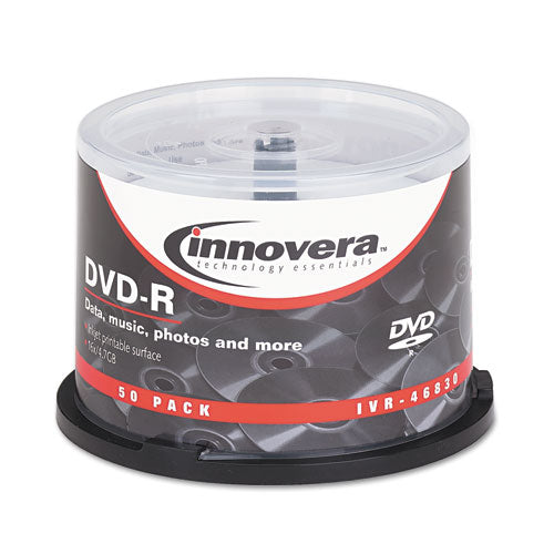 Innovera - DVD-R Discs, Hub Printable, 4.7GB, 16x, Spindle, Matte White, 50/Pack, Sold as 1 PK