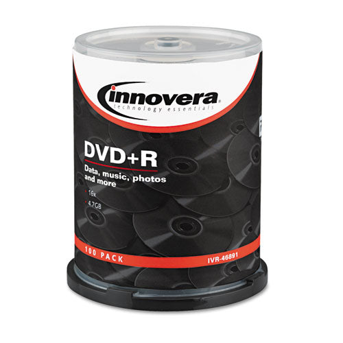 Innovera - DVD+R Discs, Hub Printable, 4.7GB, 16x, Spindle, Silver, 100/Pack, Sold as 1 PK