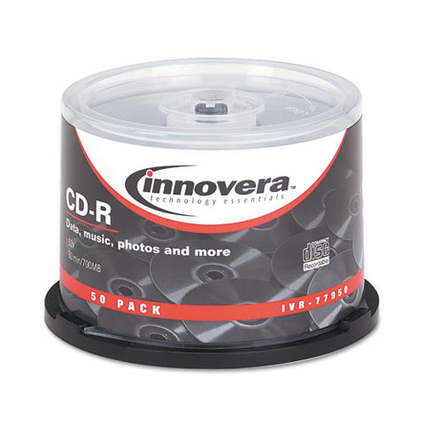 Innovera - CD-R Discs, Hub Printable, 700MB/80min, 52x, Spindle, Silver, 50/Pack, Sold as 1 PK