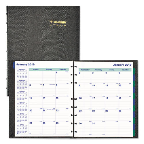 Blueline - Blueline MiracleBind 17-Month Planner, Hard Cover, 9-1/4 x 7-1/4, Black, Sold as 1 EA