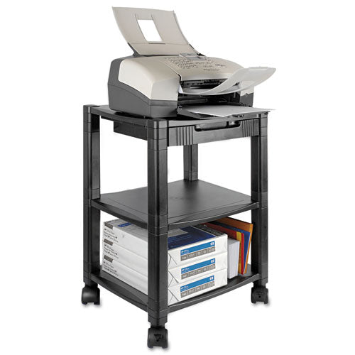 Kantek - Mobile Printer Stand, 2-Shelf, 17w x 13-1/4d x 19-3/4h, Black, Sold as 1 EA