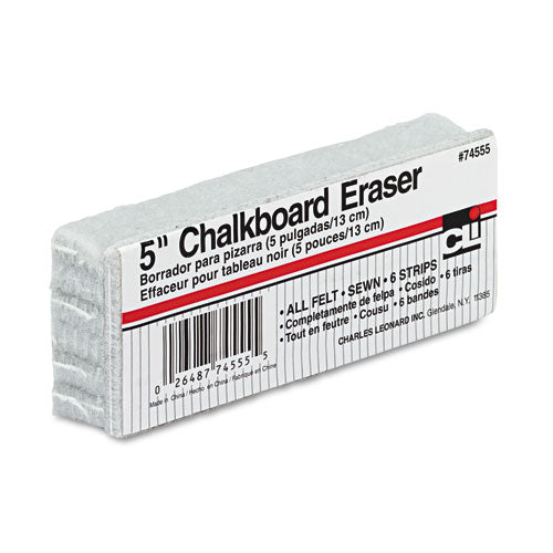 Charles Leonard - 5-Inch Chalkboard Eraser, Wool Felt, 5w x 2d x 1h, Sold as 1 EA