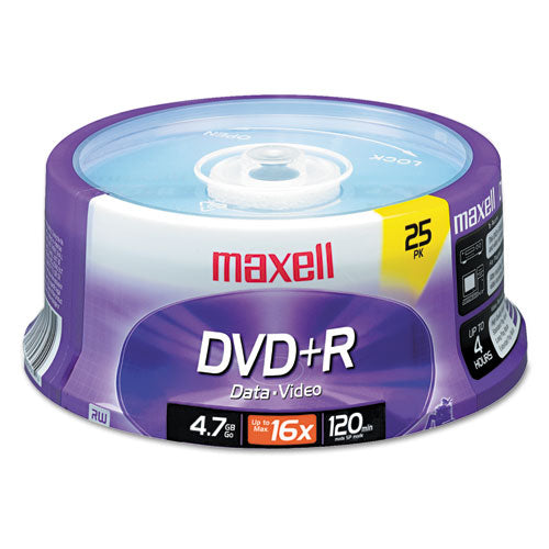 Maxell - DVD+R Discs, 4.7GB, 16x, Spindle, Silver, 25/Pack, Sold as 1 PK
