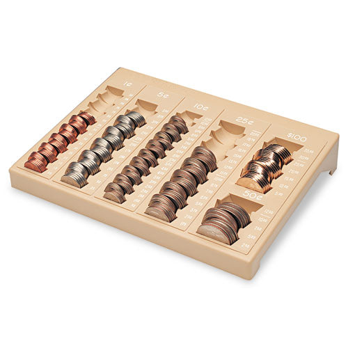 MMF Industries - One-Piece Plastic Countex II Coin Tray w/6 Compartments, Sand, Sold as 1 EA