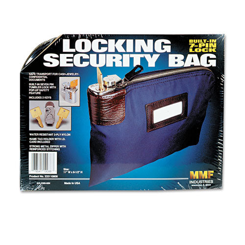 MMF Industries - Seven-Pin Security/Night Deposit Bag w/2 Keys, Nylon, 8-1/2 x 11, Navy, Sold as 1 EA