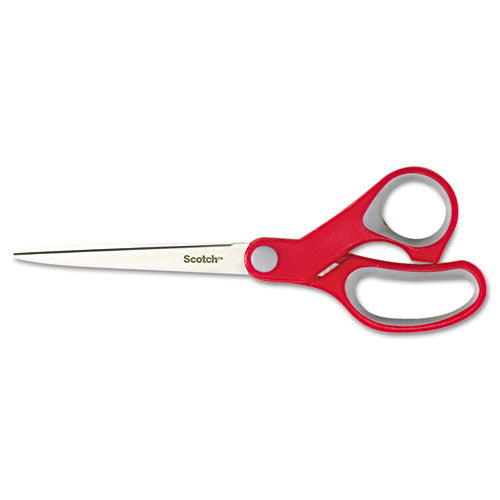 Scotch - Multi-Purpose Scissors, Pointed, 7-inch Length, 3-3/8-inch Cut, Red/Gray, Sold as 1 EA
