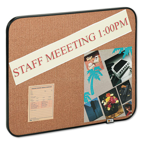 Post-it - Sticky Self-Stick Cork Board, 22 x 18, Natural, Black Frame, Sold as 1 EA