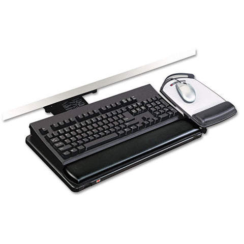 3M - Positive Locking Keyboard Tray, 19-1/2 x 10-1/2, Black, Sold as 1 EA