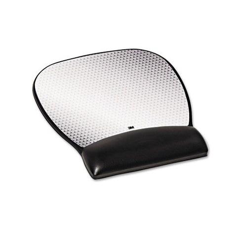 3M - Precise Leatherette Mouse Pad w/Wrist Rest, Nonskid Base, 8-3/4 x 9-1/4, Black, Sold as 1 EA