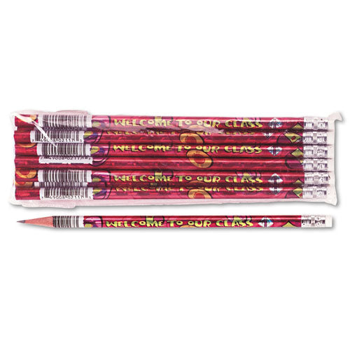 Moon Products - Decorated Wood Pencil, Welcome To Our Class, HB #2, Red Brl, Dozen, Sold as 1 DZ