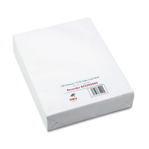 Oki - Premium Card Stock, 110 lbs., Letter, White, 250 Sheets/Box, Sold as 1 BX