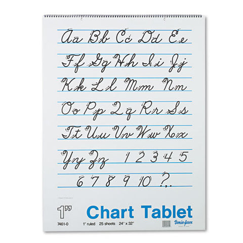 Pacon - Chart Tablets w/Cursive Cover, Ruled, 24 x 32, White, 25 Sheets/Pad, Sold as 1 EA