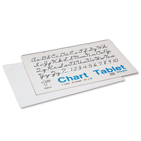 Pacon - Chart Tablets w/Cursive Cover, Ruled, 24 x 16, White, 25 Sheets/Pad, Sold as 1 EA