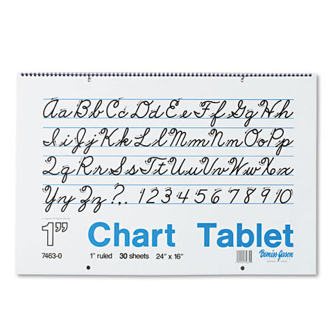 Pacon - Chart Tablets w/Cursive Cover, Ruled, 24 x 16, White, 30 Sheets/Pad, Sold as 1 EA