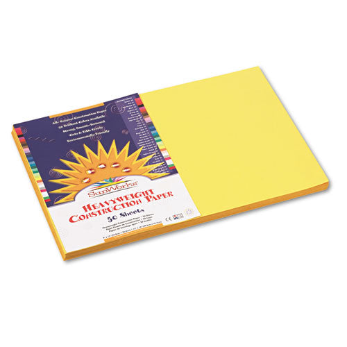 SunWorks - Construction Paper, 58 lbs., 12 x 18, Yellow, 50 Sheets/Pack, Sold as 1 PK