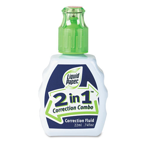 Paper Mate Liquid Paper - 2-In-1 Correction Combo, 22 ml Bottle, White, Sold as 1 EA