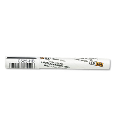 Premium Hi-Polymer Lead Refills, 0.5mm, HB, Black, 12 Leads/Tube, Sold as 1 Package