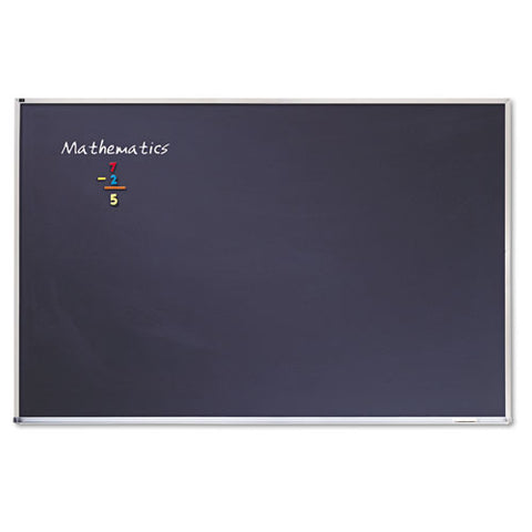 Quartet - Porcelain Black Chalkboard w/Aluminum Frame, 72-inch x 48-inch, Silver, Sold as 1 EA