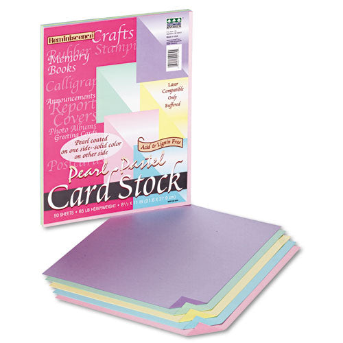 Pacon - Reminiscence Card Stock, 65 lbs., Letter, Assorted Pastel Pearl Colors, 50/Pack, Sold as 1 PK