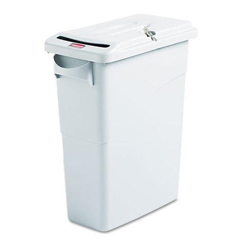 Rubbermaid Commercial - Slim Jim Confidential Document Receptacle w/Lid, Rectangle, 15 7/8 gal, Lt Gray, Sold as 1 EA