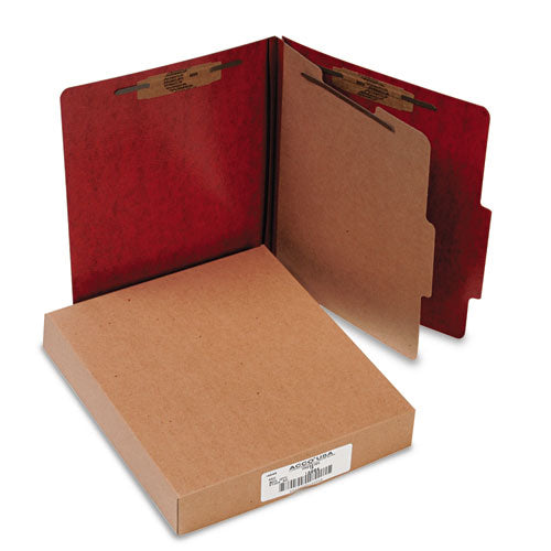 ACCO - Presstex 20-Point Classification Folders, Letter, Four-Section, Red, 10/Box, Sold as 1 BX