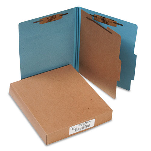 ACCO - Pressboard 25-Pt. Classification Folders, Letter, Four-Section, Sky Blue, 10/Box, Sold as 1 BX