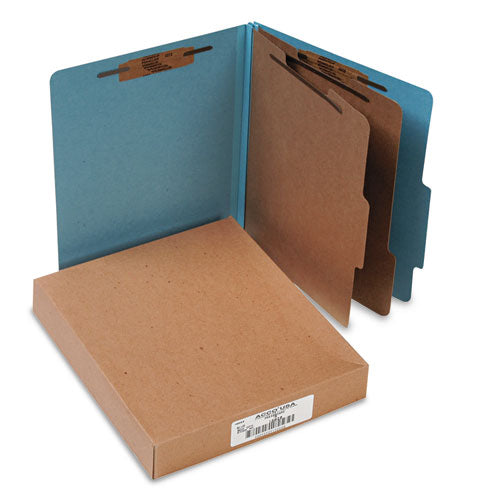 ACCO - Pressboard 25-Pt. Classification Folders, Letter, Six-Section, Sky Blue, 10/Box, Sold as 1 BX