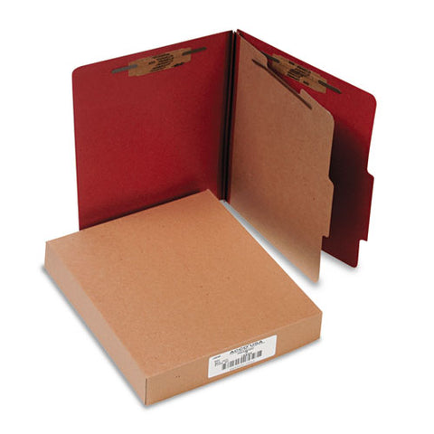 ACCO - Pressboard 25-Pt. Classification Folder, Letter, Four-Section, Earth Red, 10/Box, Sold as 1 BX