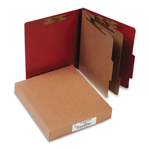 ACCO - Pressboard 25-Pt. Classification Folder, Letter, Six-Section, Earth Red, 10/Box, Sold as 1 BX
